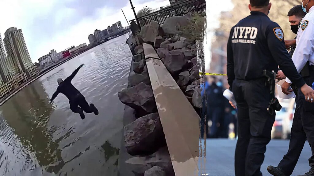 NYPD officer leaps into freezing river to save teenage girl from drowning