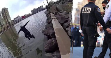 NYPD officer leaps into freezing river to save teenage girl from drowning