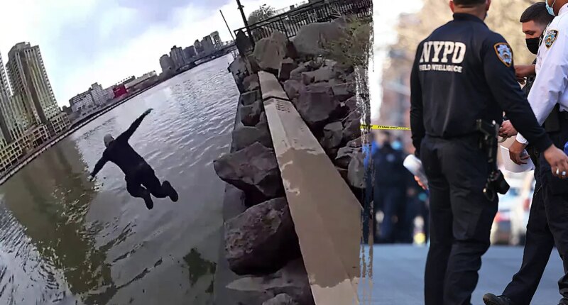 NYPD officer leaps into freezing river to save teenage girl from drowning