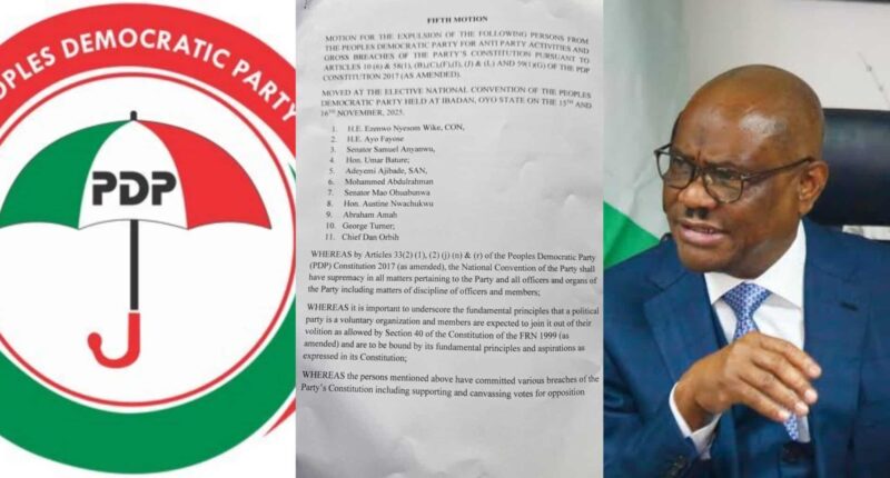 PDP expels Wike, Fayose, Anyanwu, others over anti-party activities