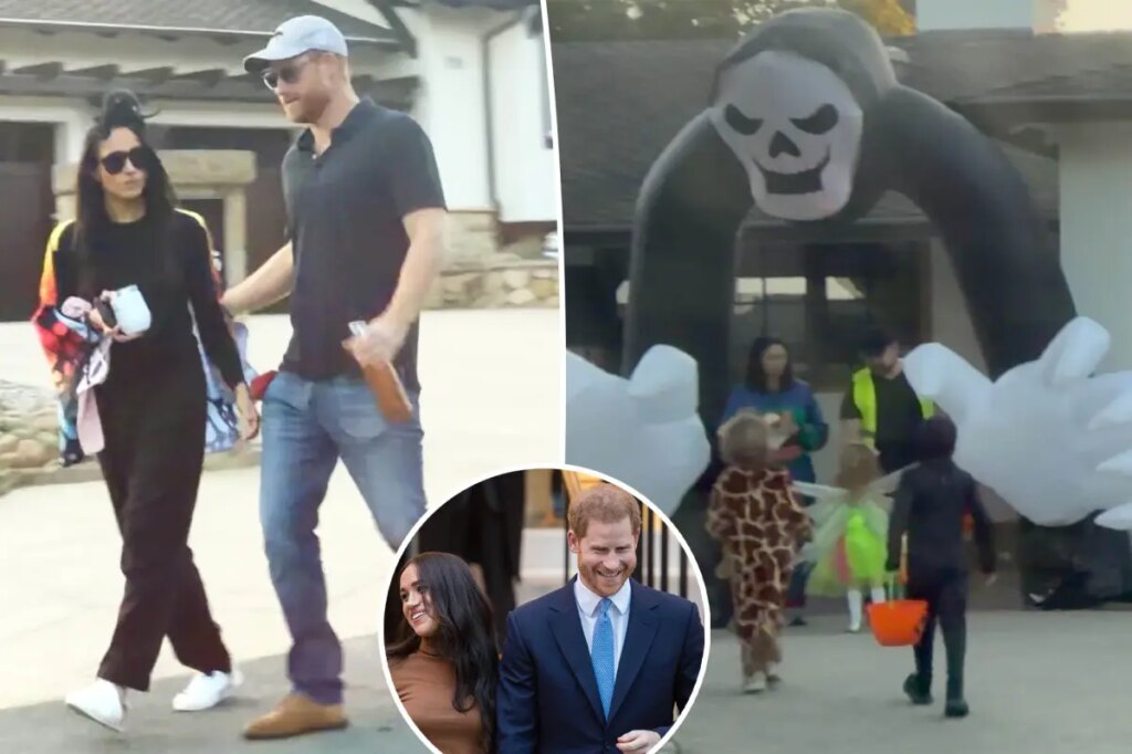 Prince Harry and Meghan Markle take kids Prince Archie, 6, and Princess Lilibet, 4, trick-or-treating in rare family outing