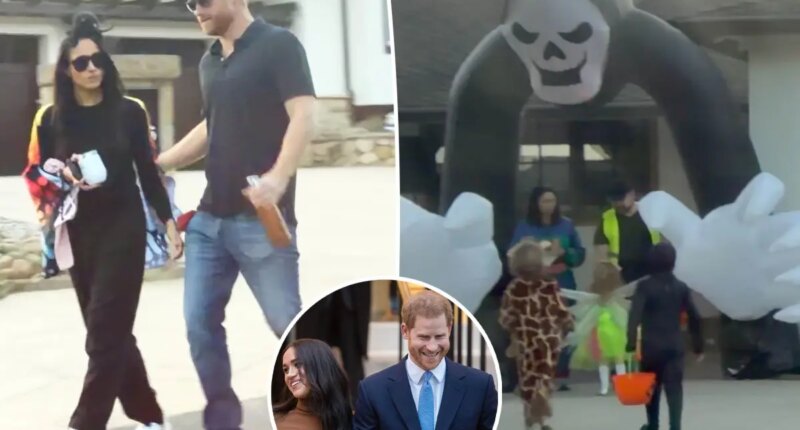 Prince Harry and Meghan Markle take kids Prince Archie, 6, and Princess Lilibet, 4, trick-or-treating in rare family outing