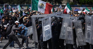 Protesters attack police, breach barrier at Mexico's National Palace during rally against cartel violence