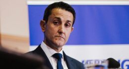 AFR: Queensland Budget 2025-26. Queensland premier David Crisafulli addresses the media. Photo: Jamila Filippone 24th June 2025
