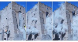 Rescuers work to reach worker trapped in medieval tower that partially collapsed in Rome
