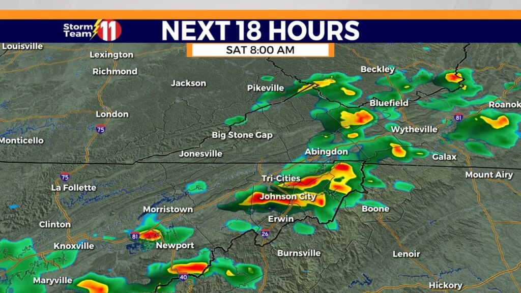 Showers and thunderstorms move in this morning