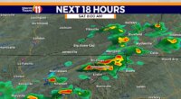 Showers and thunderstorms move in this morning