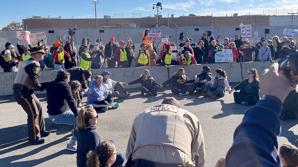 Suburban moms arrested during sit-in protest outside ICE facility