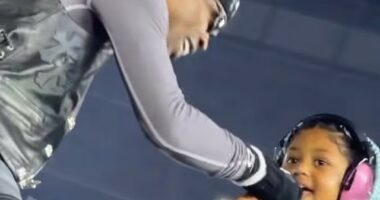 TRAVIS SCOTT BRINGS DAUGHTER STORMI ONSTAGE DURING TOKYO SHOW