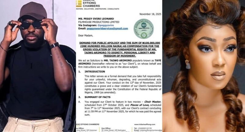 Taye Arimoro drags Peggy Ovire to court over alleged assault, demands ₦100m