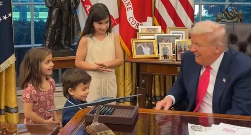 Trump shares adorable moment with kids visiting Oval Office