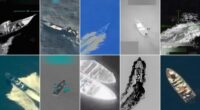 This grid of images shows 10 strikes carried out by the US military against boats alleged to be transporting drugs in international waters, from September 2 to October 29.