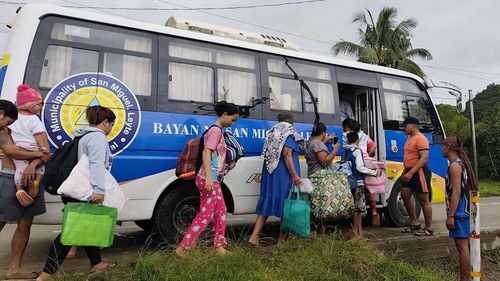 Residents are evacuated to safer grounds as Cyclone Kalmaegi nears the area of Guiuan, Eastern Samar province, central Philippines. Australia has issued a warning for several countries in the region as a result.