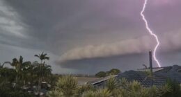 South Queensland was battered by flash flooding, hailstones and fallen trees last night,
