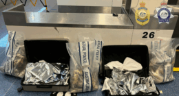 A detailed search of the bags allegedly located 39kg of a substance covered in chilli flakes