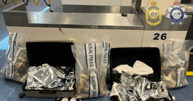 A detailed search of the bags allegedly located 39kg of a substance covered in chilli flakes