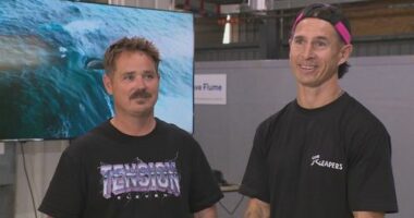 Perth mates Chris White and Ben Allen captured the phenomenon on a drone from a jetski.