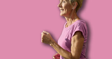 Portrait of a senior elderly woman exercising in a gym, running using threadmill machine equipment, healthy lifestyle and cardio exercise at fitness club concepts, vitality and active senior