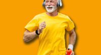 Active senior man running and training for good health.
