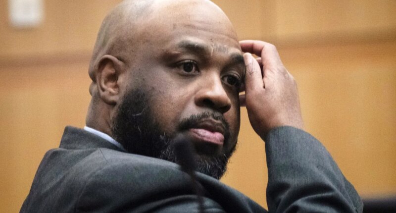FILE - Cleophus Cooksey Jr., accused of killing eight people over a three-week span in late 2017, listens during his trial in Maricopa County Superior Court, May 5, 2025, in Phoenix, Ariz. (Mark Henle/The Arizona Republic via AP, Pool, File )