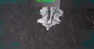 A boat shortly before it is hit by a strike on September 2.