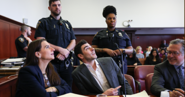 Bodycam footage shows Luigi Mangione cracking joke as swarm of cops closes in on him at McDonald’s