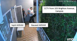 The Akrams are seen on CCTV at the Campsie property before the Bondi attack.