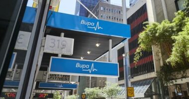 A Bupa health insurance sign.