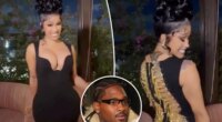 Cardi B wears plunging black dress with risqué open back to celebrate boyfriend Stefon Diggs’ 32nd birthday in Miami