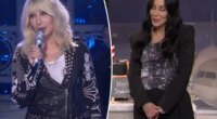 Cher goes  rock ‘n’ roll in leather jacket and blond wig for holiday performance on ‘Saturday Night live’