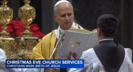 Chicago-born Pope Leo XIV celebrates 1st Christmas as pontiff with midnight Mass at Saint Peter's Basilica in Vatican City