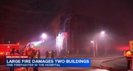 Chicago firefighter, another person injured after West Side church fire spreads to another building at N. Lotus Ave., W. Huron St.