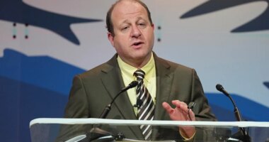 FILE - Colorado Gov. Jared Polis speaks to the National Governors Association at the Broadmoor Hotel in Colorado Springs, Colo., July 25, 2025. (AP Photo/David Zalubowski, File)