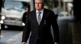 Former Australian cricketer Stuart MacGill arrives at Downing Centre Local court, Friday, 9 May 2025.    Macgill, an Australian cricketing great  will this morning learn whether he will be jailed after being found guilty by a District Court jury of helping to set up, and being present at, a meeting between the man and a street-level drug dealer, who can only be known as Person A, underneath his Neutral Bay restaurant in April 2021.   Photo: Sam Mooy / The Sydney Morning Herald