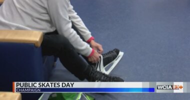 Families enjoy Champaign campus ice rink