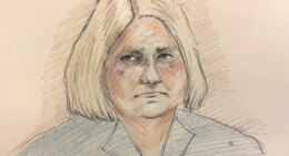 This courtroom sketch depicts Milwaukee County Circuit Judge Hannah Dugan in court, Tuesday, Dec. 16, 2025 in Milwaukee, Wis. (Adela Tesnow via AP)