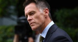 Premier of New South Wales Chris Minns,  and Minister for Police and Counter-terrorism Yasmin Catley provide an update on the governments response to the Bondi Beach terror attack at  Parliament House in Sydney on December 22, 2025. Photo: Dominic Lorrimer