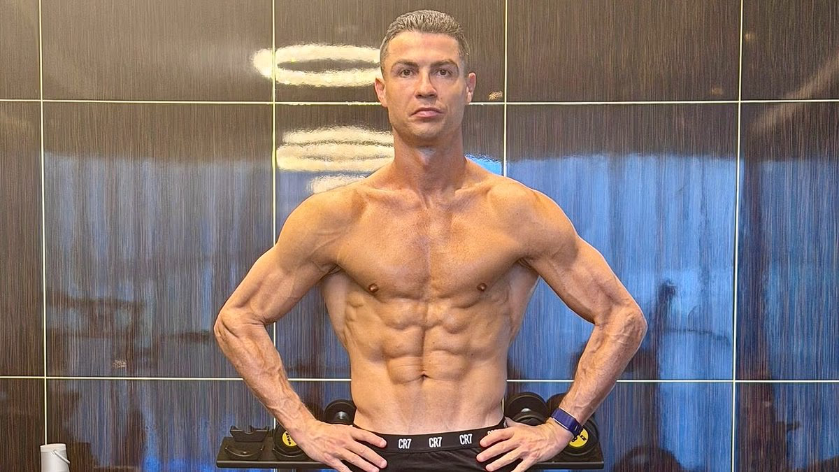 How Cristiano Ronaldo looks like THIS at 40: Footballer shows off incredible physique - thanks to an unusual sleep regime and spending FOUR hours a day in the gym - but there is one thing he NEVER has in his diet