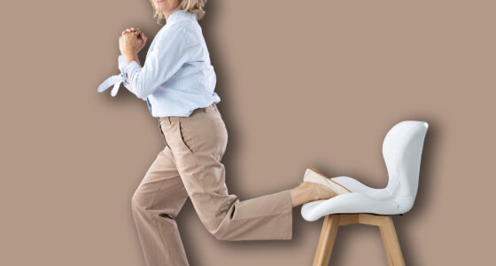 Squat Employee Doing Bulgarian Split Squat Exercise In Office