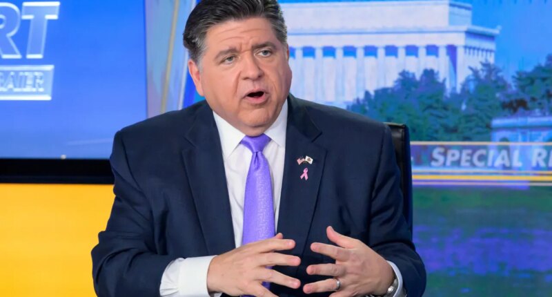 FILE - Illinois Gov. JB Pritzker speaks during a taping of FOX News Channel
