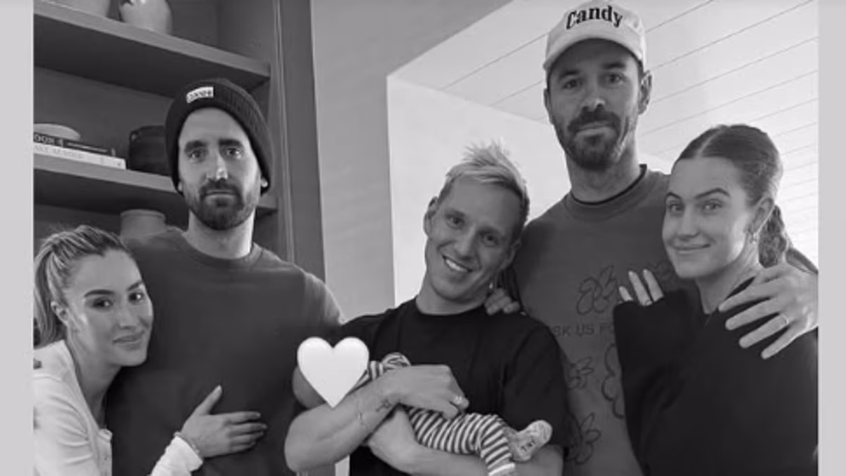 Jamie Laing and glowing Sophie Habboo introduce baby Ziggy to pals