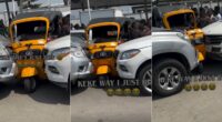 “Kasala left and right” – Chaos as keke gets bashed between two cars