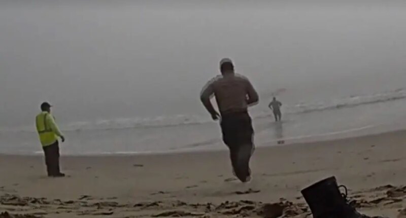 LA deputies caught on camera racing into foggy ocean to rescue disoriented paragliders