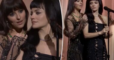 Lingerie-clad Dakota Johnson joins Lily Allen to play mistress ‘Madeline’ in surprise ‘SNL’ performance