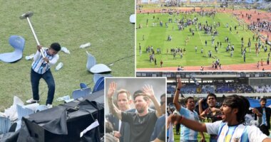 Lionel Messi’s brief appearance at India soccer game sparks chaos as fans destroy stadium