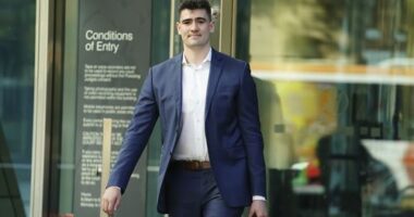 Photo of Neo Nazi  Jacob Hersant   leaving the Melbourne county court on Tuesday 26June 2023. Photo THE AGE/ LUIS ENRIQUE ASCUI