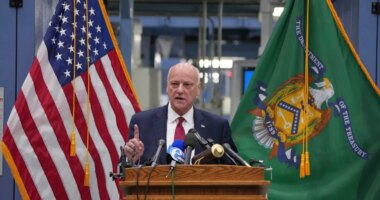 U.S. Treasurer Brandon Beach speaks during a news conference at the U.S. Mint in Philadelphia, Wednesday, Nov. 12, 2025. (AP Photo/Matt Slocum)
