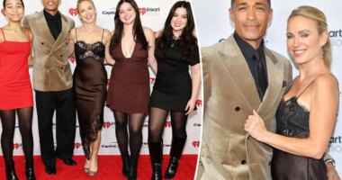 Newly engaged TJ Holmes and Amy Robach make rare red carpet appearance with daughters at Jingle Ball 2025