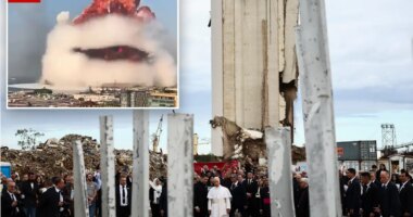 Pope Leo XIV prays at site of 2020 Beirut port explosion, consoles relatives of victims on last day of trip