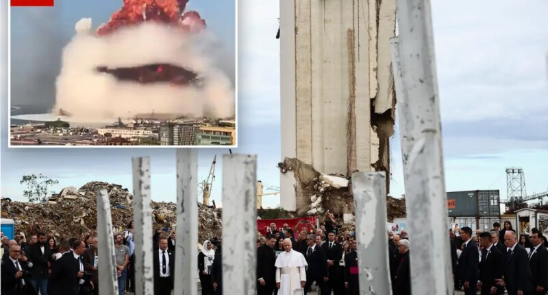Pope Leo XIV prays at site of 2020 Beirut port explosion, consoles relatives of victims on last day of trip